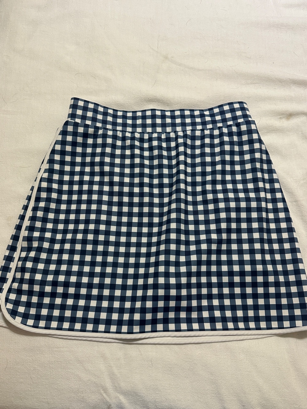 J. Crew Navy and White Gingham Mini Skirt